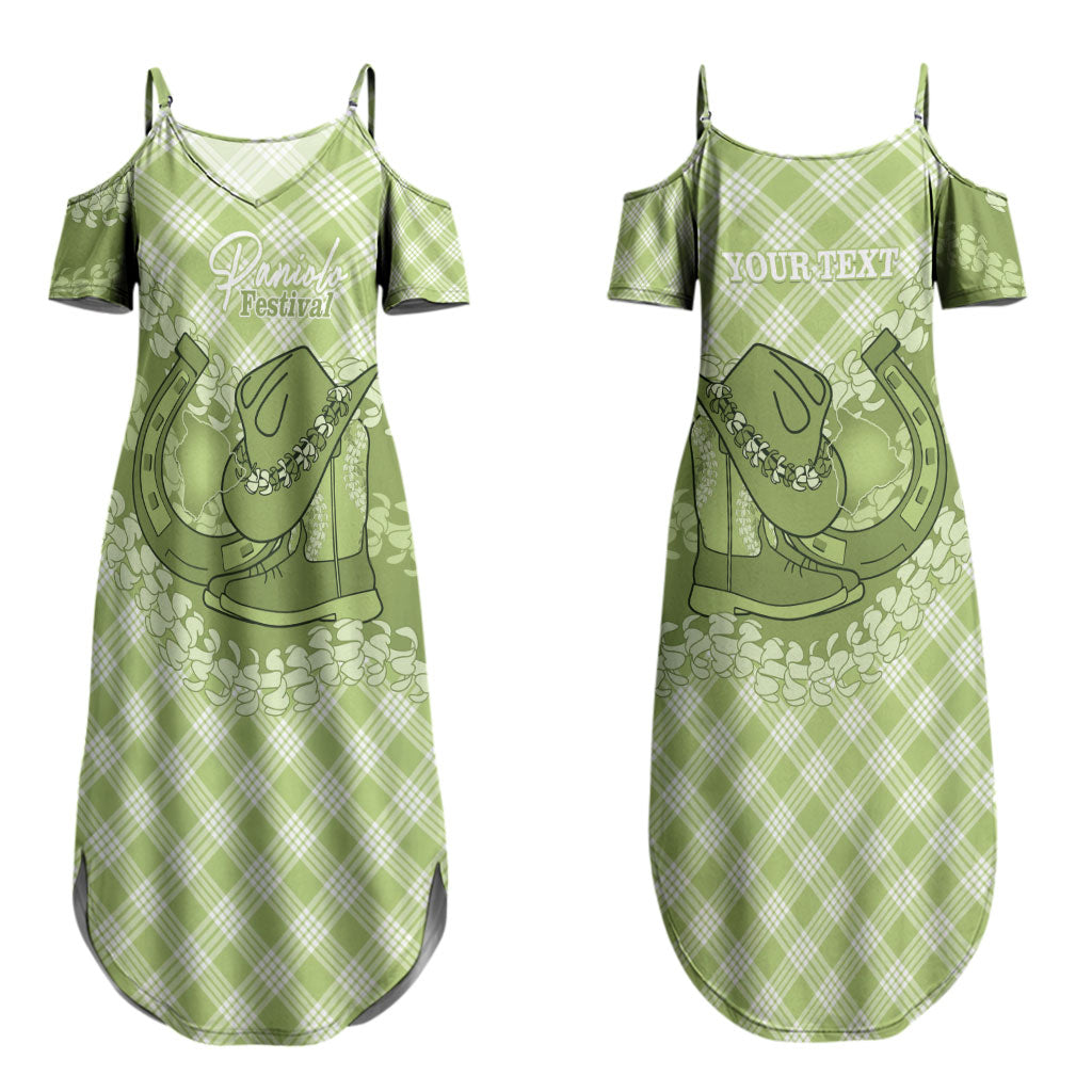 Omaomao Hawaii Cowboy Palaka Motifs Personalised Couples Matching Summer Maxi Dress and Hawaiian Shirt Paniolo Festival Puakenikeni Lei LT14 - Polynesian Pride