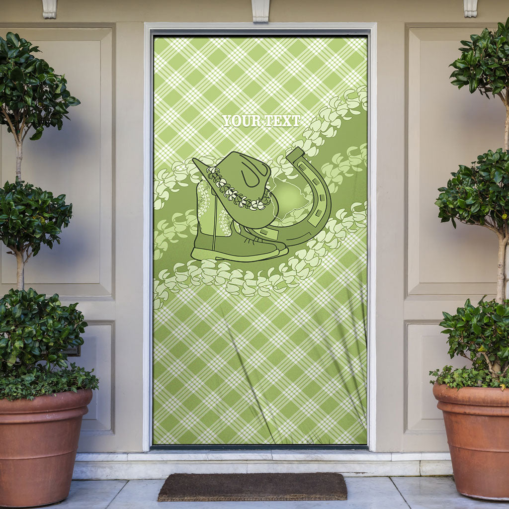 Omaomao Hawaii Cowboy Palaka Motifs Personalised Door Cover Paniolo Festival Puakenikeni Lei