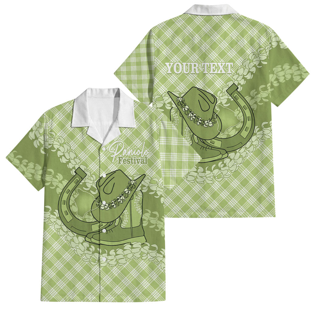 Omaomao Hawaii Cowboy Palaka Motifs Personalised Family Matching Long Sleeve Bodycon Dress and Hawaiian Shirt Paniolo Festival Puakenikeni Lei LT14 Dad's Shirt - Short Sleeve Green - Polynesian Pride