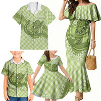 Omaomao Hawaii Cowboy Palaka Motifs Personalised Family Matching Mermaid Dress and Hawaiian Shirt Paniolo Festival Puakenikeni Lei LT14 - Polynesian Pride
