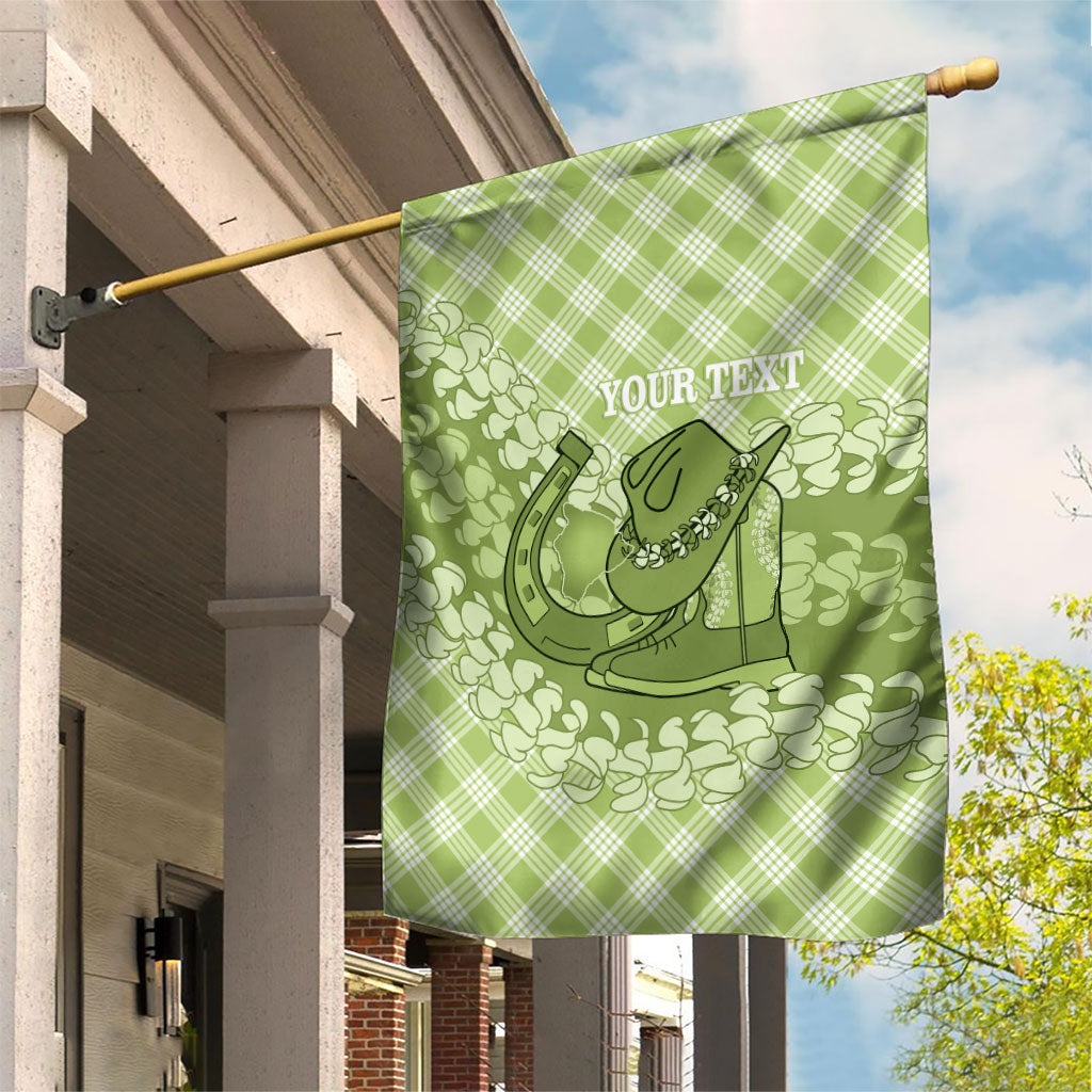 Omaomao Hawaii Cowboy Palaka Motifs Personalised Garden Flag Paniolo Festival Puakenikeni Lei LT14 House Flag Green - Polynesian Pride