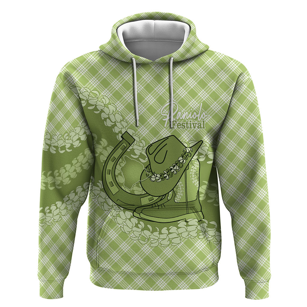 Omaomao Hawaii Cowboy Palaka Motifs Personalised Hoodie Paniolo Festival Puakenikeni Lei