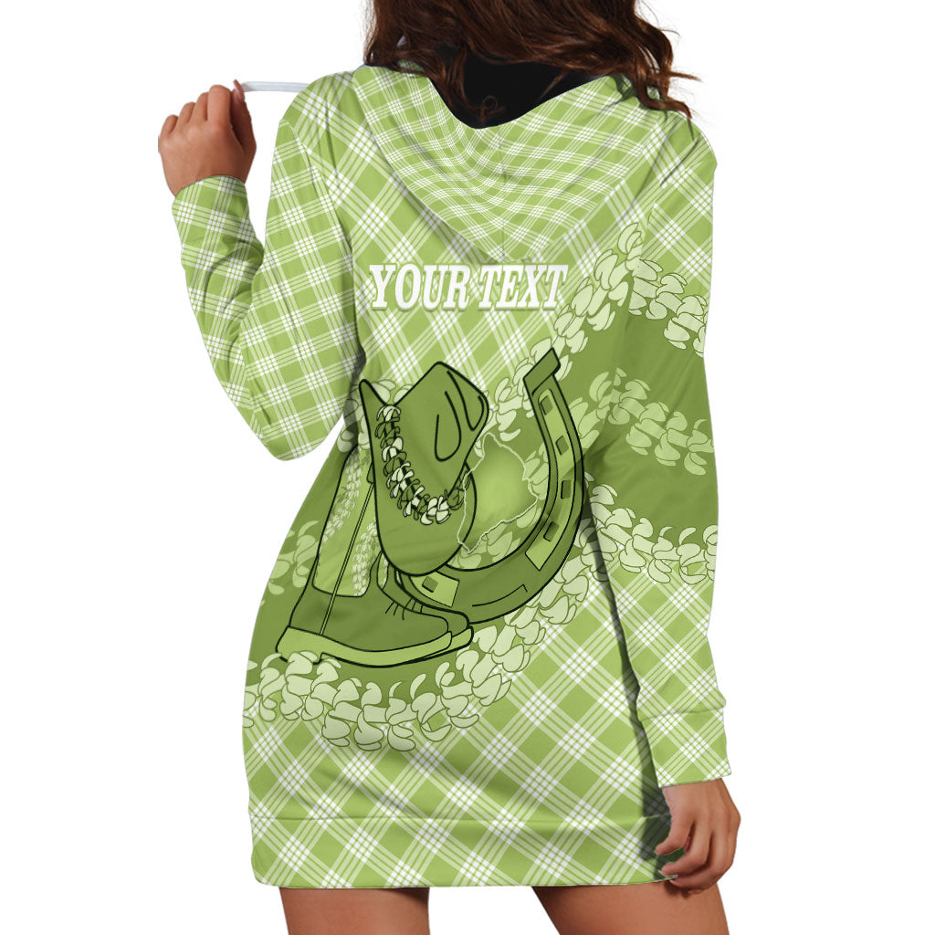 Omaomao Hawaii Cowboy Palaka Motifs Personalised Hoodie Dress Paniolo Festival Puakenikeni Lei LT14 - Polynesian Pride