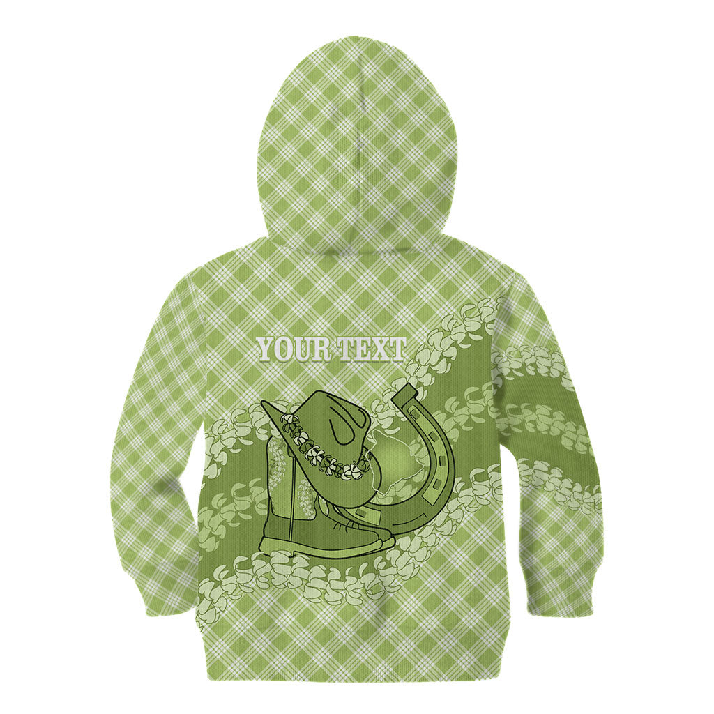 Omaomao Hawaii Cowboy Palaka Motifs Personalised Kid Hoodie Paniolo Festival Puakenikeni Lei LT14 - Polynesian Pride