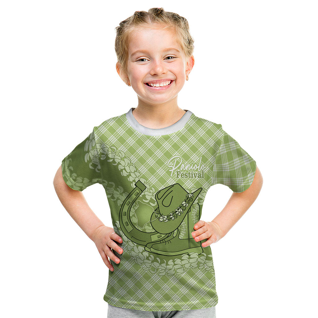 Omaomao Hawaii Cowboy Palaka Motifs Personalised Kid T Shirt Paniolo Festival Puakenikeni Lei