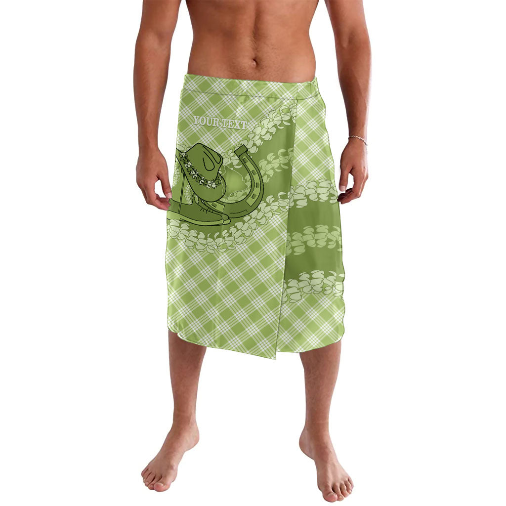 Omaomao Hawaii Cowboy Palaka Motifs Personalised Lavalava Paniolo Festival Puakenikeni Lei LT14 Green - Polynesian Pride