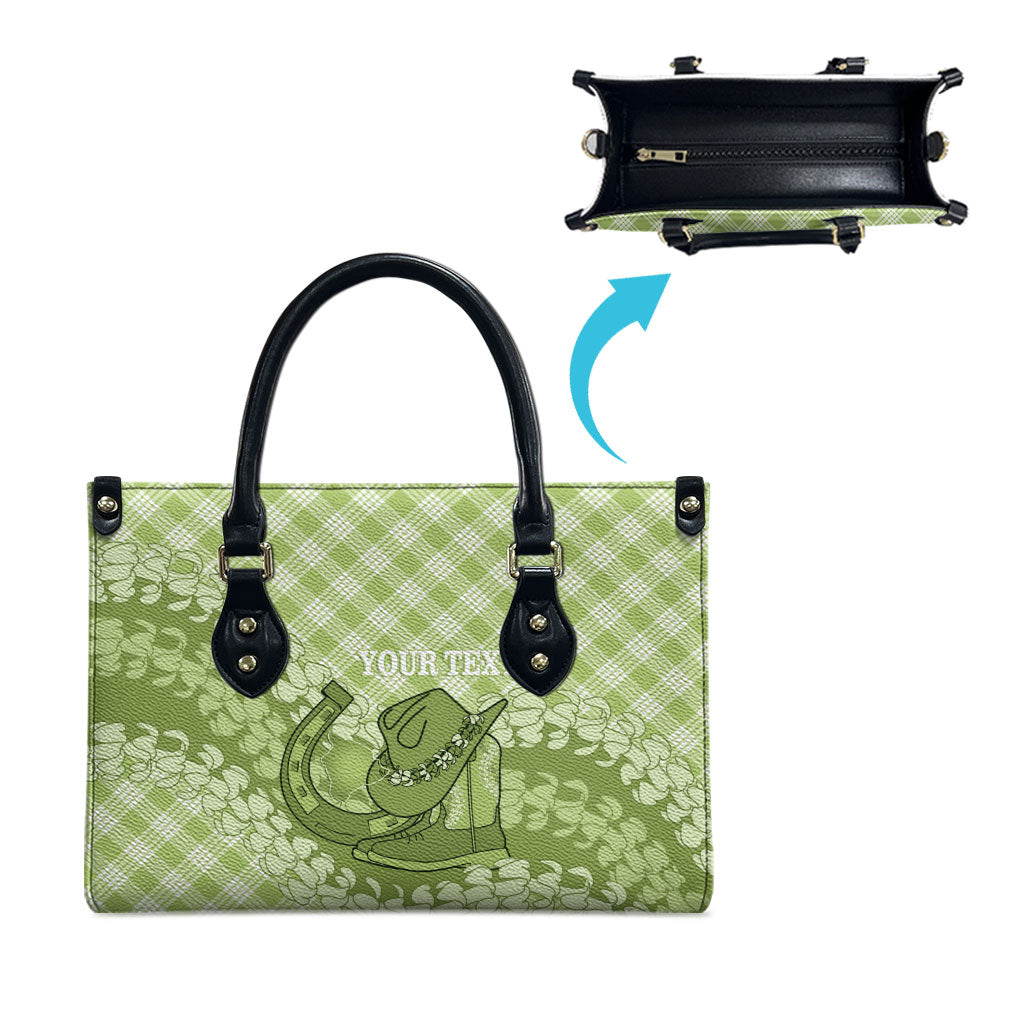 Omaomao Hawaii Cowboy Palaka Motifs Personalised Leather Bag Paniolo Festival Puakenikeni Lei LT14 - Polynesian Pride