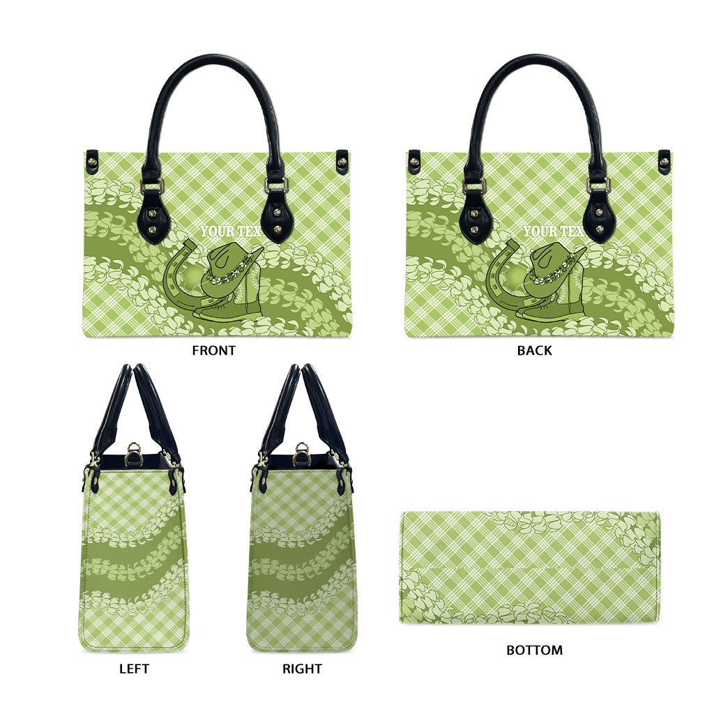 Omaomao Hawaii Cowboy Palaka Motifs Personalised Leather Bag Paniolo Festival Puakenikeni Lei LT14 - Polynesian Pride