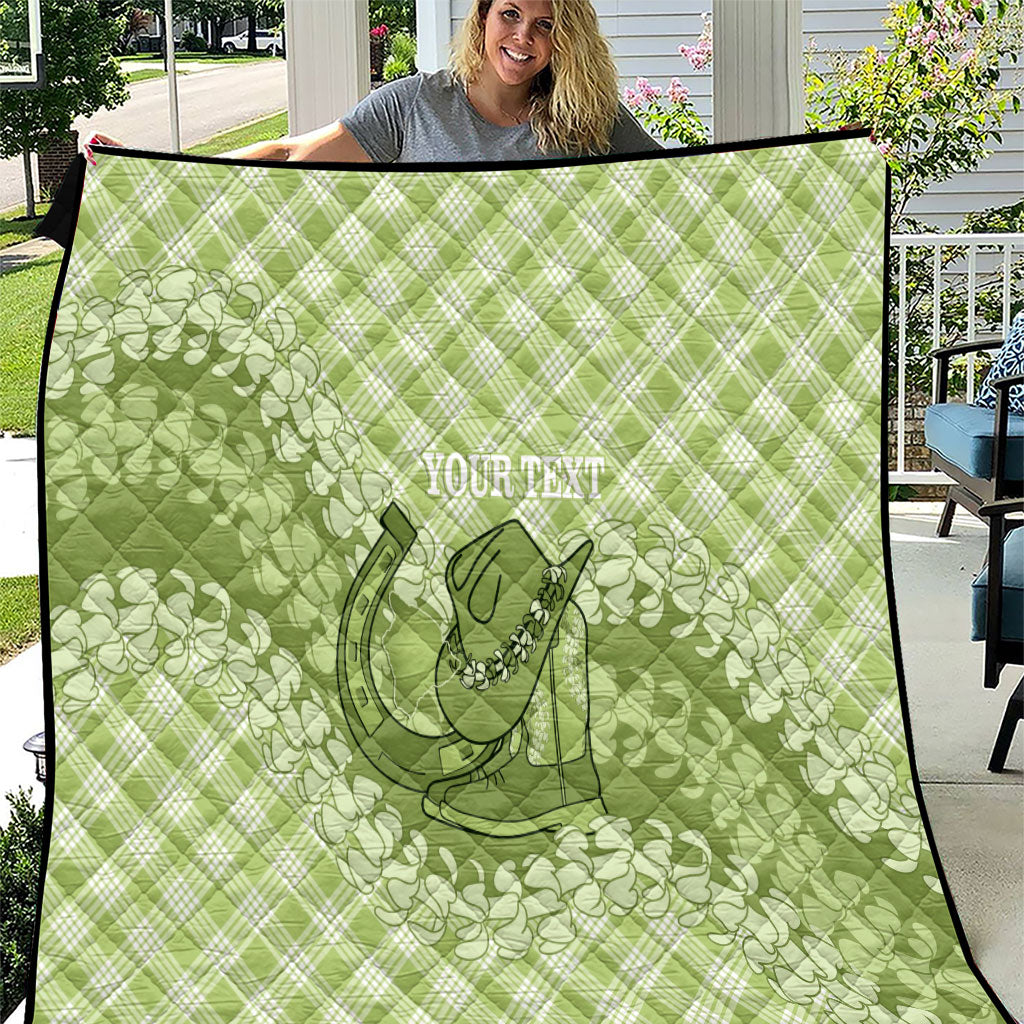 Omaomao Hawaii Cowboy Palaka Motifs Personalised Quilt Paniolo Festival Puakenikeni Lei LT14 Green - Polynesian Pride
