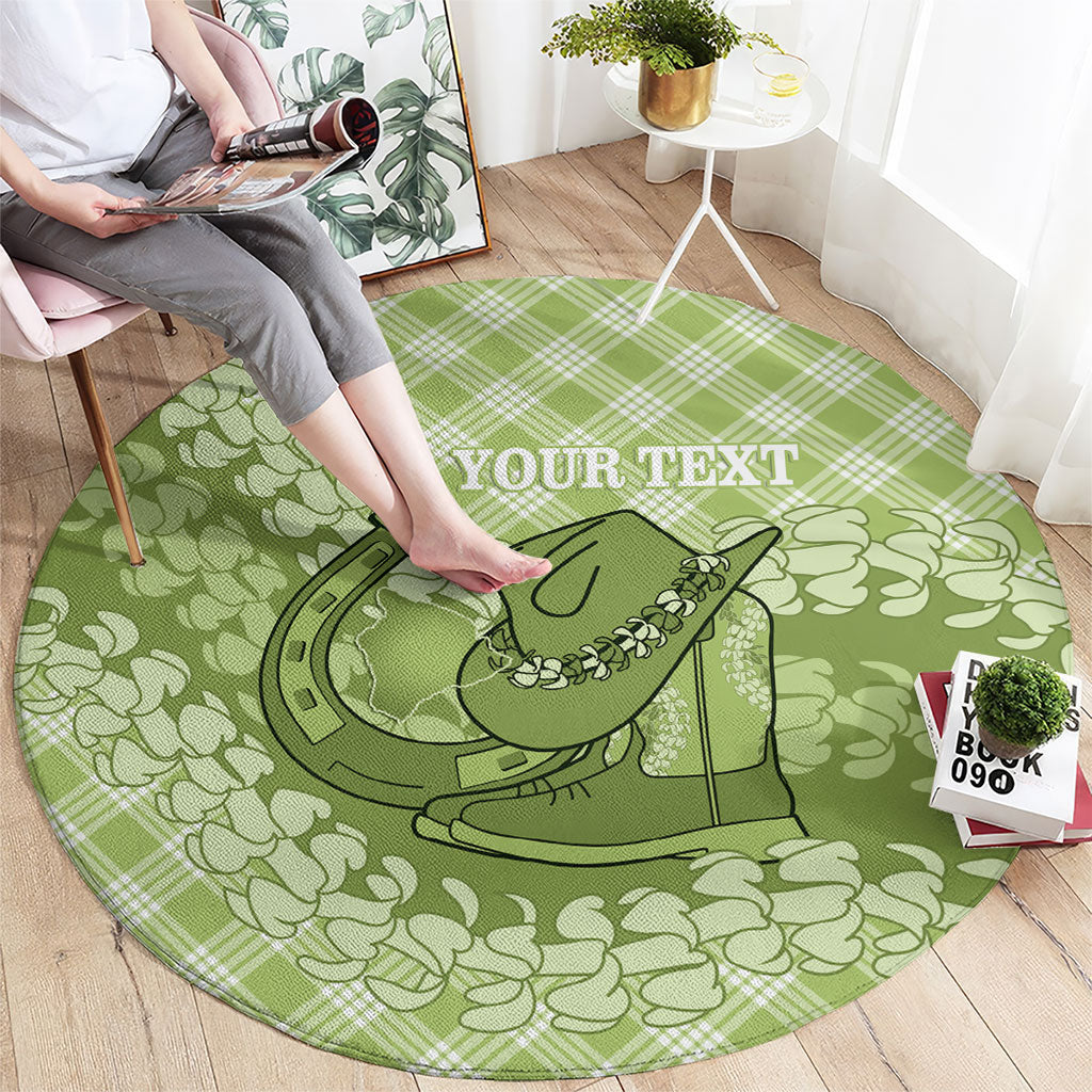 Omaomao Hawaii Cowboy Palaka Motifs Personalised Round Carpet Paniolo Festival Puakenikeni Lei LT14 - Polynesian Pride