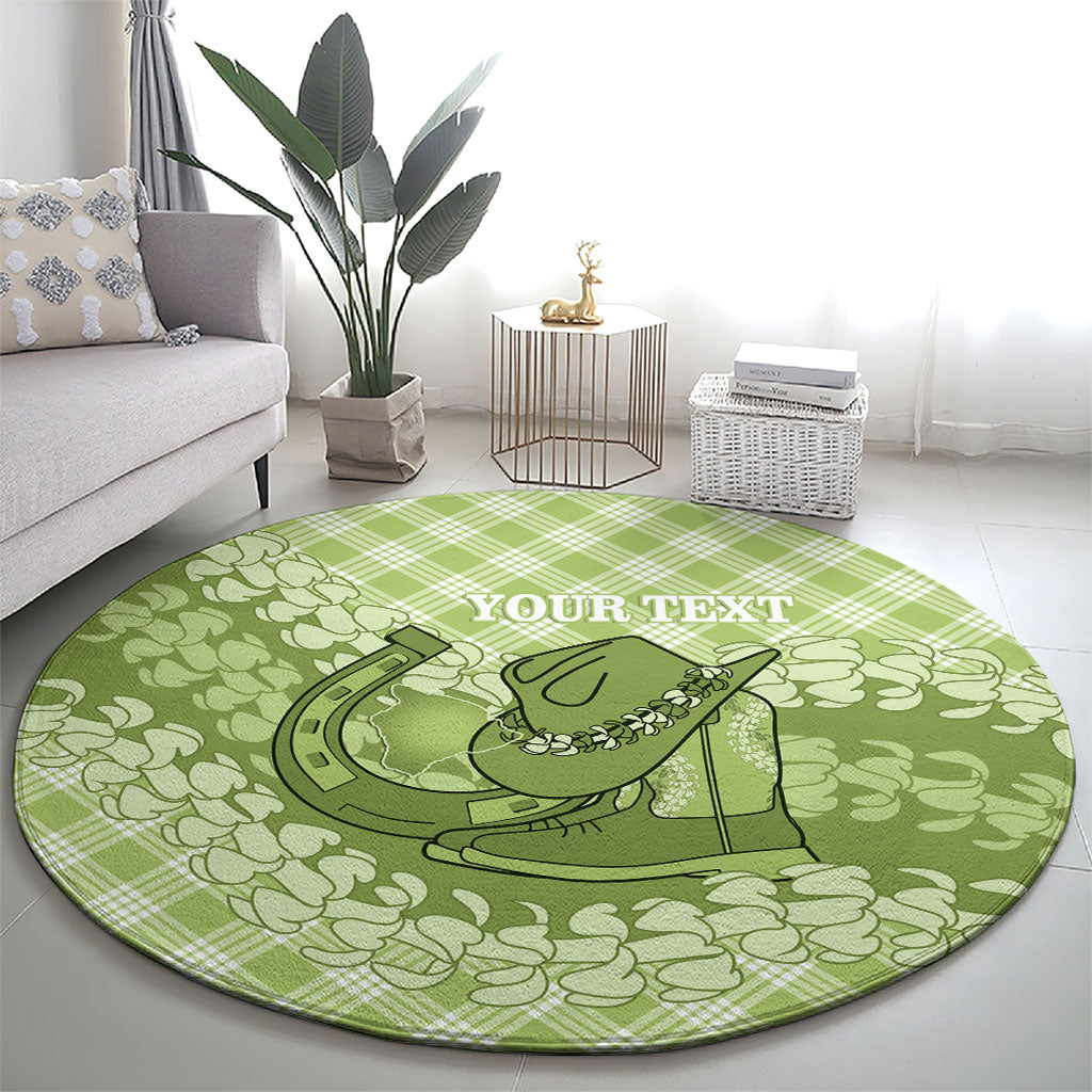 Omaomao Hawaii Cowboy Palaka Motifs Personalised Round Carpet Paniolo Festival Puakenikeni Lei LT14 - Polynesian Pride
