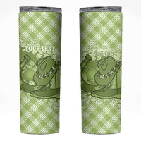Omaomao Hawaii Cowboy Palaka Motifs Personalised Skinny Tumbler Paniolo Festival Puakenikeni Lei LT14 Green - Polynesian Pride
