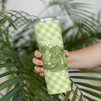 Omaomao Hawaii Cowboy Palaka Motifs Personalised Skinny Tumbler Paniolo Festival Puakenikeni Lei LT14 - Polynesian Pride