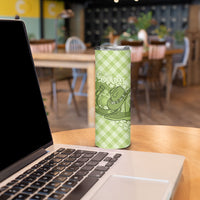 Omaomao Hawaii Cowboy Palaka Motifs Personalised Skinny Tumbler Paniolo Festival Puakenikeni Lei LT14 - Polynesian Pride