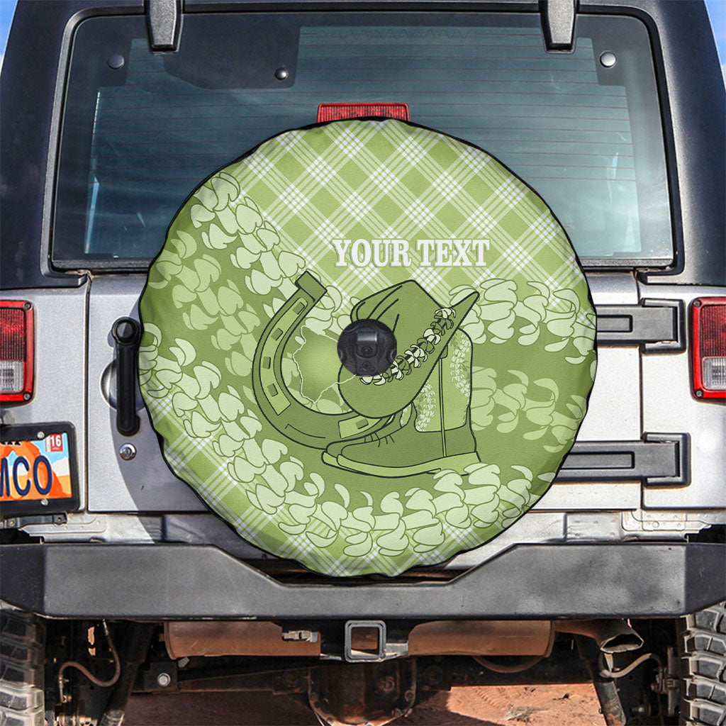 Omaomao Hawaii Cowboy Palaka Motifs Personalised Spare Tire Cover Paniolo Festival Puakenikeni Lei LT14 Green - Polynesian Pride