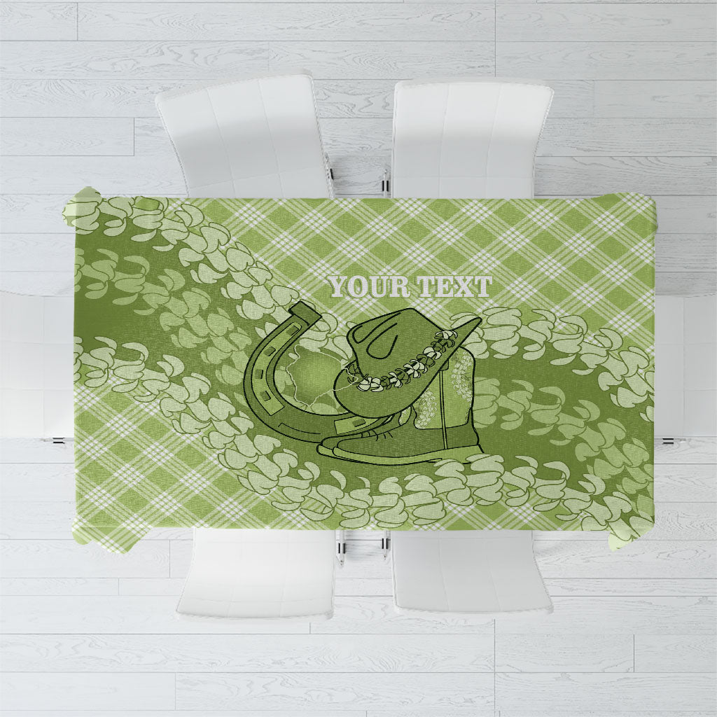Omaomao Hawaii Cowboy Palaka Motifs Personalised Tablecloth Paniolo Festival Puakenikeni Lei LT14 Green - Polynesian Pride