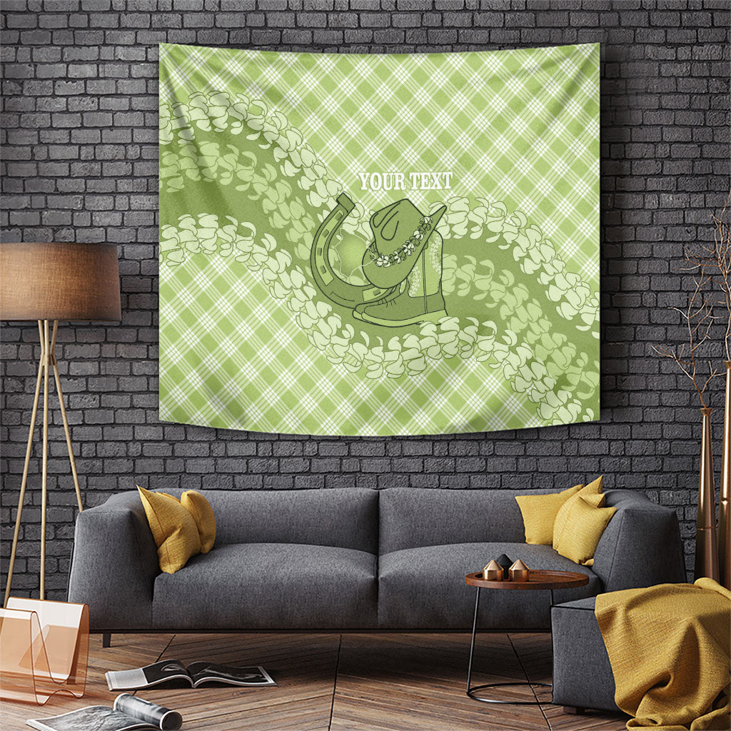 Omaomao Hawaii Cowboy Palaka Motifs Personalised Tapestry Paniolo Festival Puakenikeni Lei LT14 Green - Polynesian Pride
