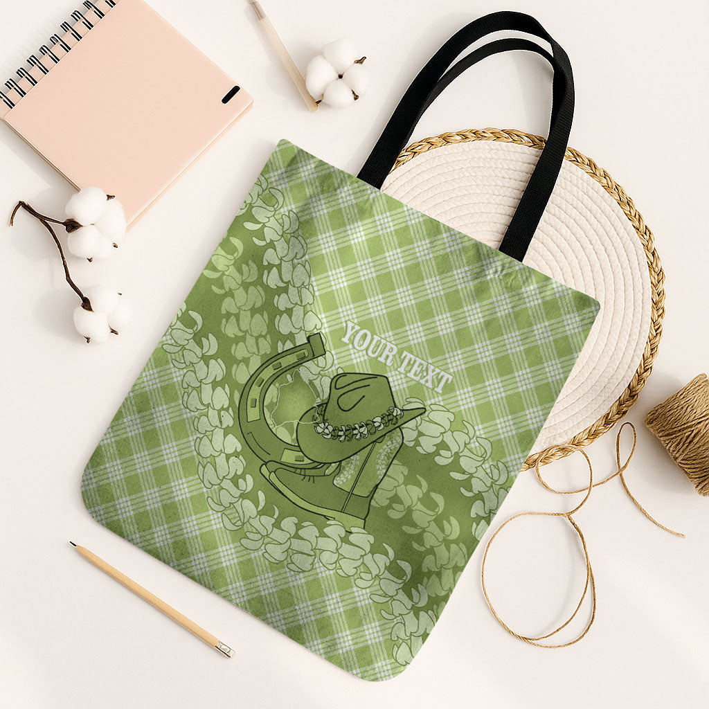 Omaomao Hawaii Cowboy Palaka Motifs Personalised Tote Bag Paniolo Festival Puakenikeni Lei