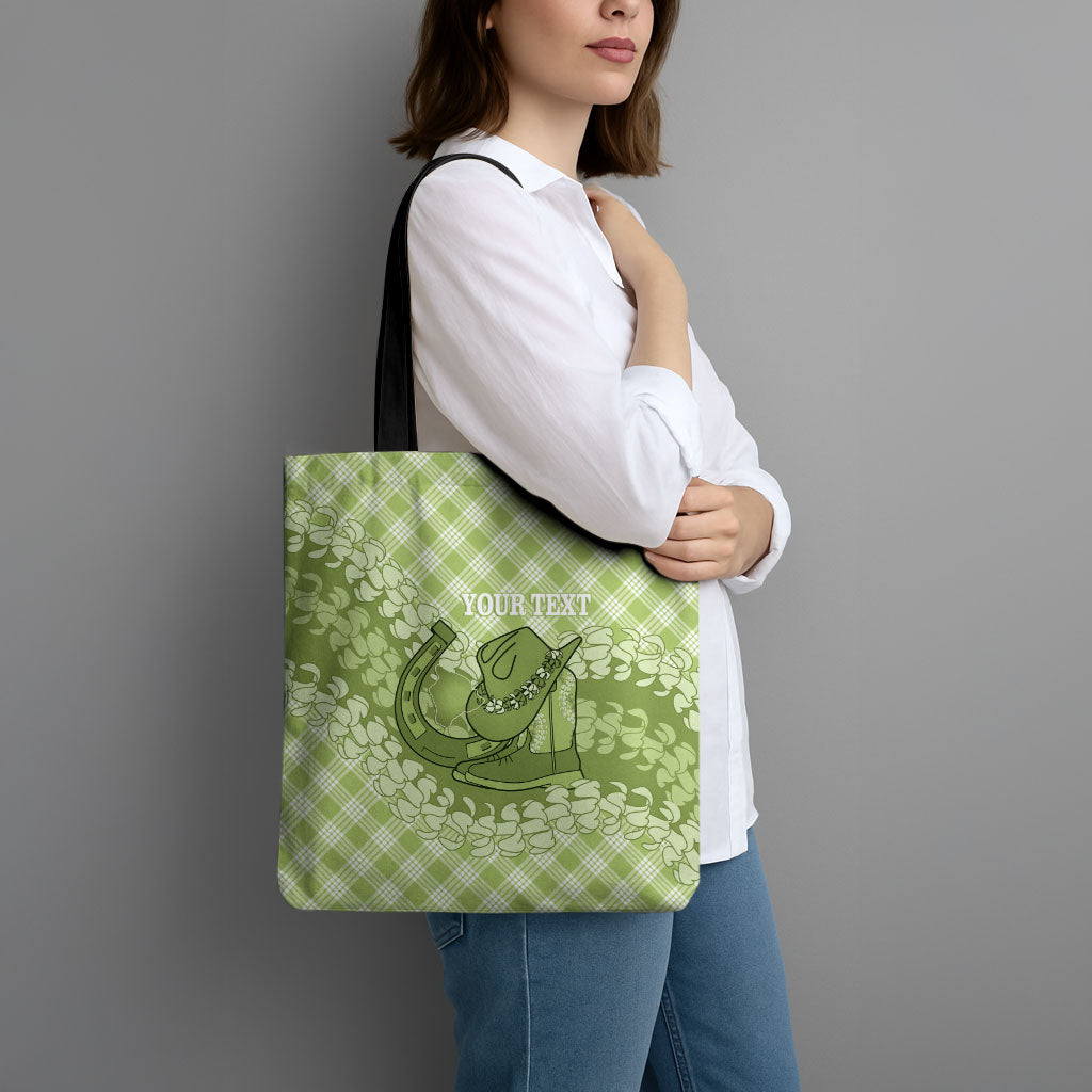 Omaomao Hawaii Cowboy Palaka Motifs Personalised Tote Bag Paniolo Festival Puakenikeni Lei LT14 - Polynesian Pride