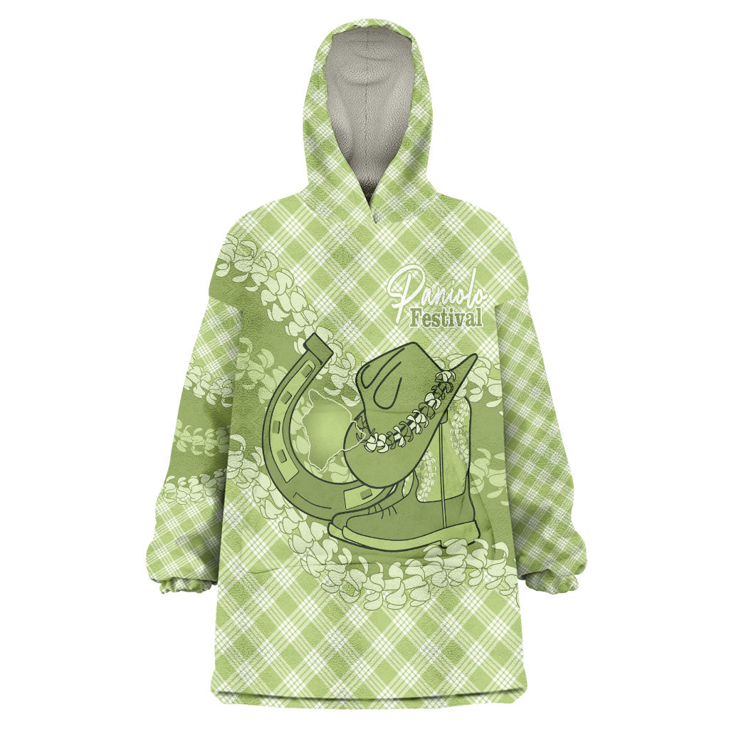 Omaomao Hawaii Cowboy Palaka Motifs Personalised Wearable Blanket Hoodie Paniolo Festival Puakenikeni Lei