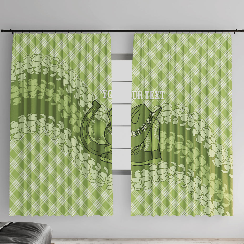 Omaomao Hawaii Cowboy Palaka Motifs Personalised Window Curtain Paniolo Festival Puakenikeni Lei
