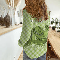Omaomao Hawaii Cowboy Palaka Motifs Personalised Women Casual Shirt Paniolo Festival Puakenikeni Lei LT14 - Polynesian Pride