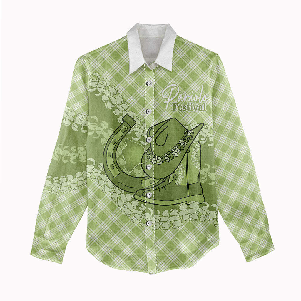 Omaomao Hawaii Cowboy Palaka Motifs Personalised Women Casual Shirt Paniolo Festival Puakenikeni Lei LT14 - Polynesian Pride
