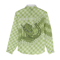 Omaomao Hawaii Cowboy Palaka Motifs Personalised Women Casual Shirt Paniolo Festival Puakenikeni Lei LT14 - Polynesian Pride