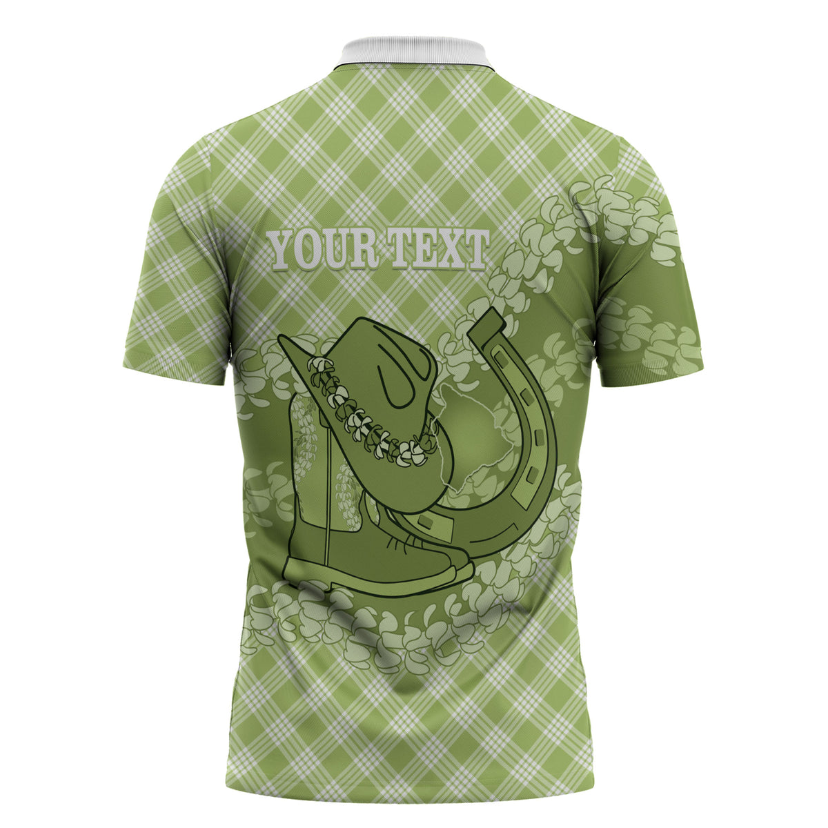 Omaomao Hawaii Cowboy Palaka Motifs Personalised Zipper Polo Shirt Paniolo Festival Puakenikeni Lei LT14 - Polynesian Pride