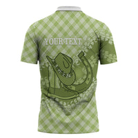 Omaomao Hawaii Cowboy Palaka Motifs Personalised Zipper Polo Shirt Paniolo Festival Puakenikeni Lei LT14 - Polynesian Pride