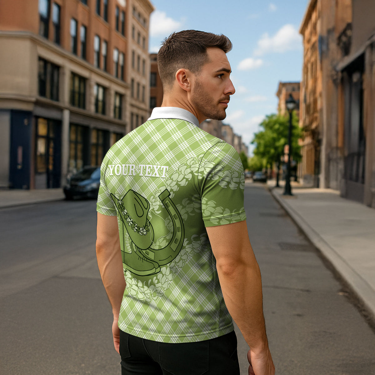 Omaomao Hawaii Cowboy Palaka Motifs Personalised Zipper Polo Shirt Paniolo Festival Puakenikeni Lei LT14 - Polynesian Pride