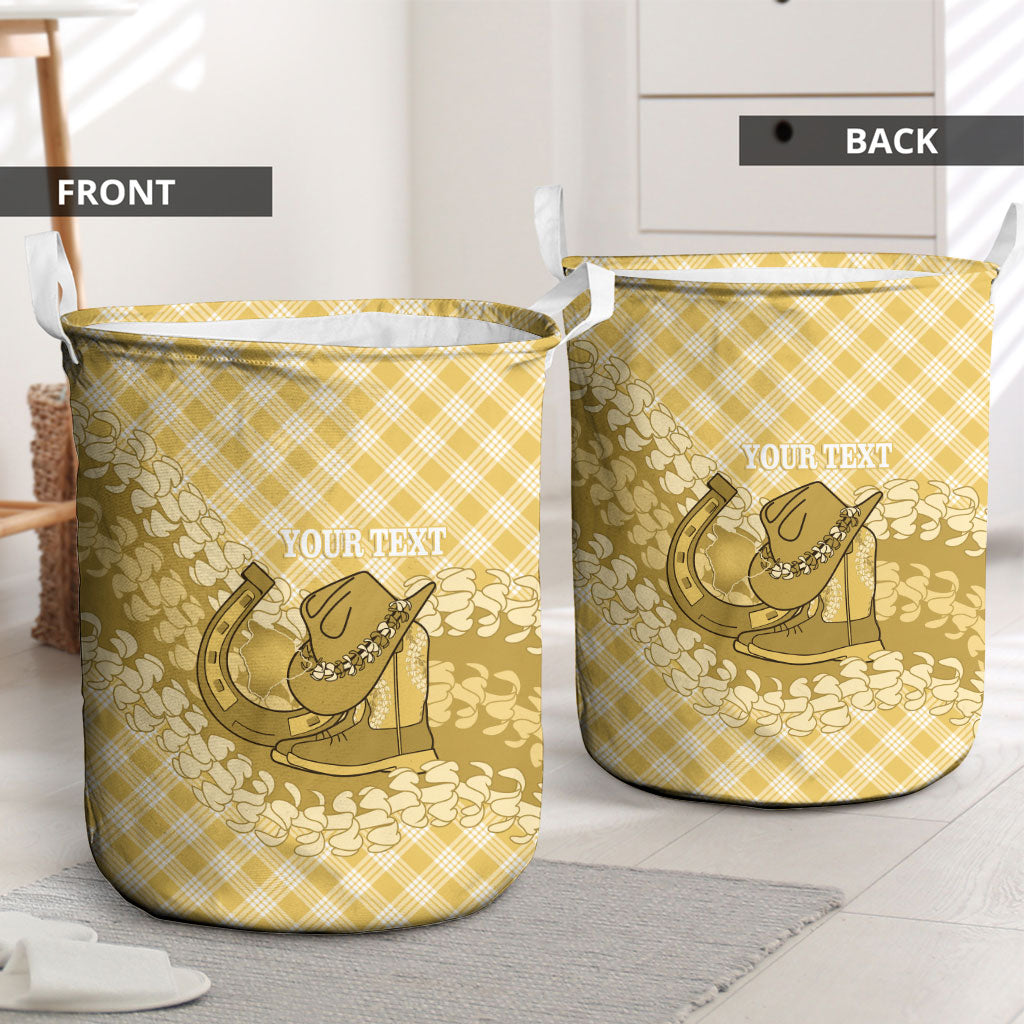 Melemele Hawaii Cowboy Palaka Motifs Personalised Laundry Basket Paniolo Festival Puakenikeni Lei LT14 - Polynesian Pride