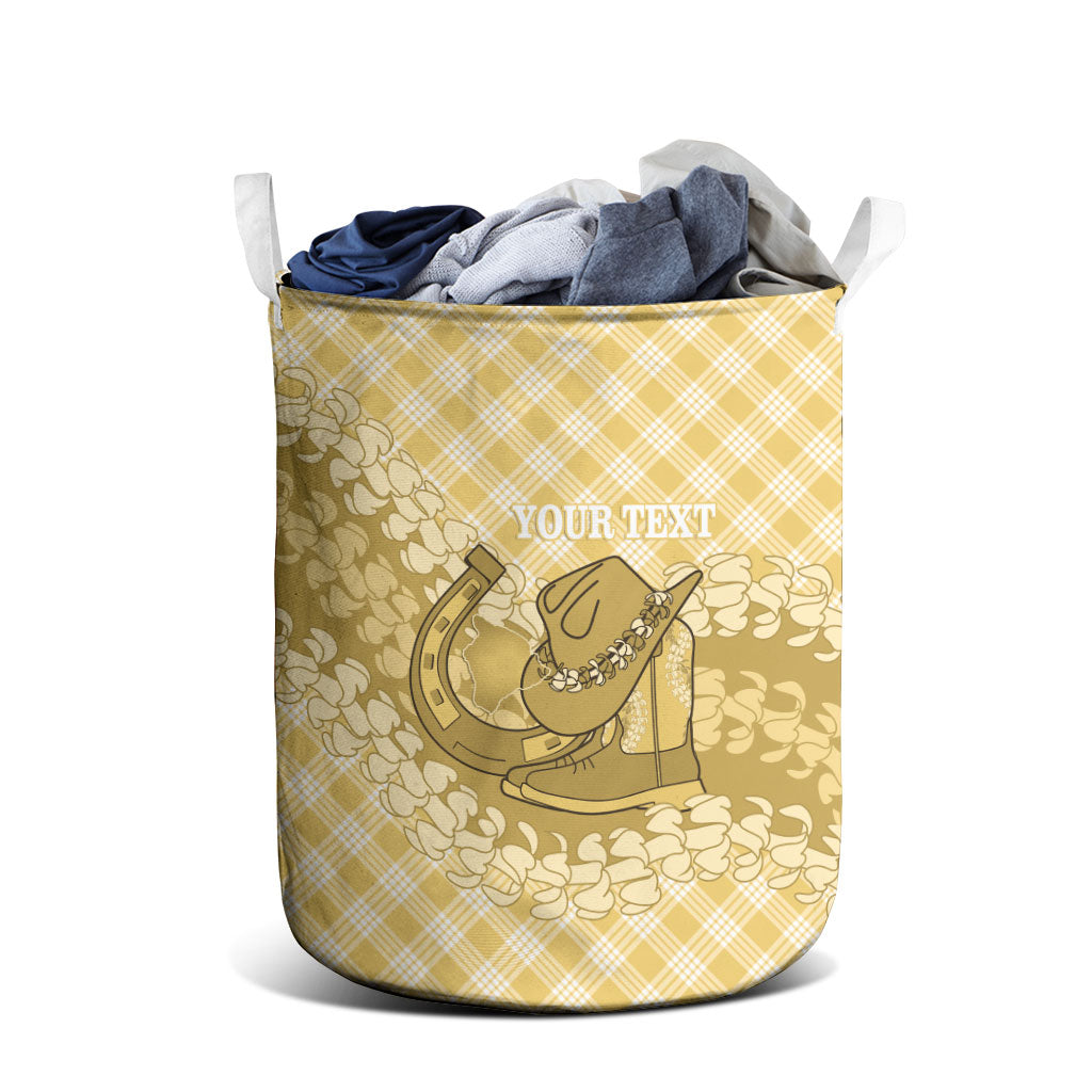 Melemele Hawaii Cowboy Palaka Motifs Personalised Laundry Basket Paniolo Festival Puakenikeni Lei LT14 - Polynesian Pride