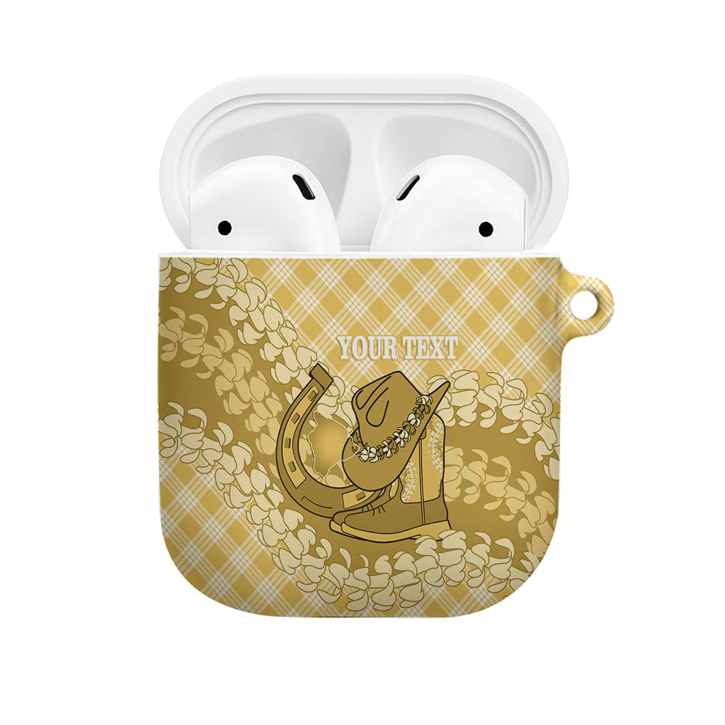 Melemele Hawaii Cowboy Palaka Motifs Personalised AirPods Case Paniolo Festival Puakenikeni Lei