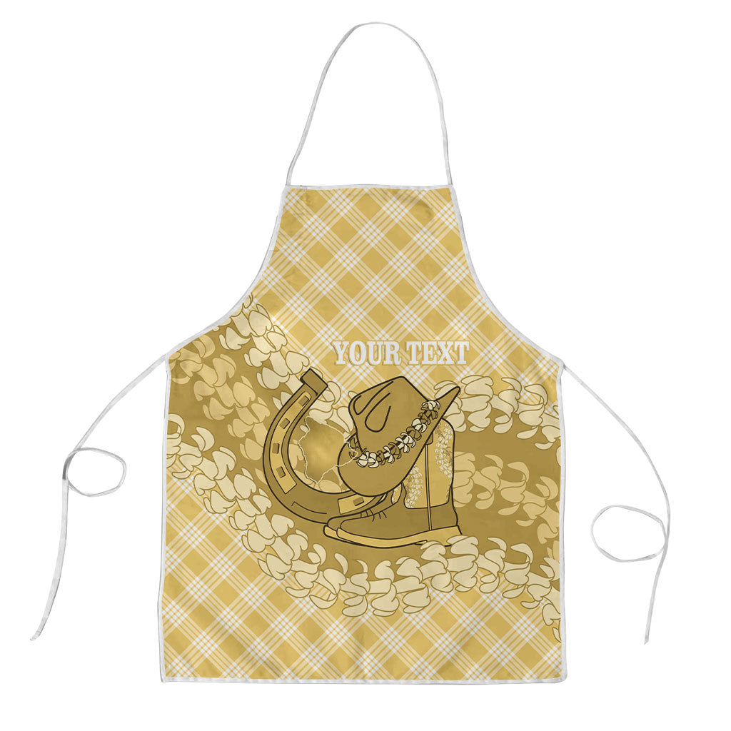 Melemele Hawaii Cowboy Palaka Motifs Personalised Apron Paniolo Festival Puakenikeni Lei