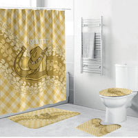 Melemele Hawaii Cowboy Palaka Motifs Personalised Bathroom Set Paniolo Festival Puakenikeni Lei LT14 Bathroom Set (4 pcs) Yellow - Polynesian Pride