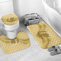 Melemele Hawaii Cowboy Palaka Motifs Personalised Bathroom Set Paniolo Festival Puakenikeni Lei LT14 Mat Set Only (3 pcs) One Size Yellow - Polynesian Pride