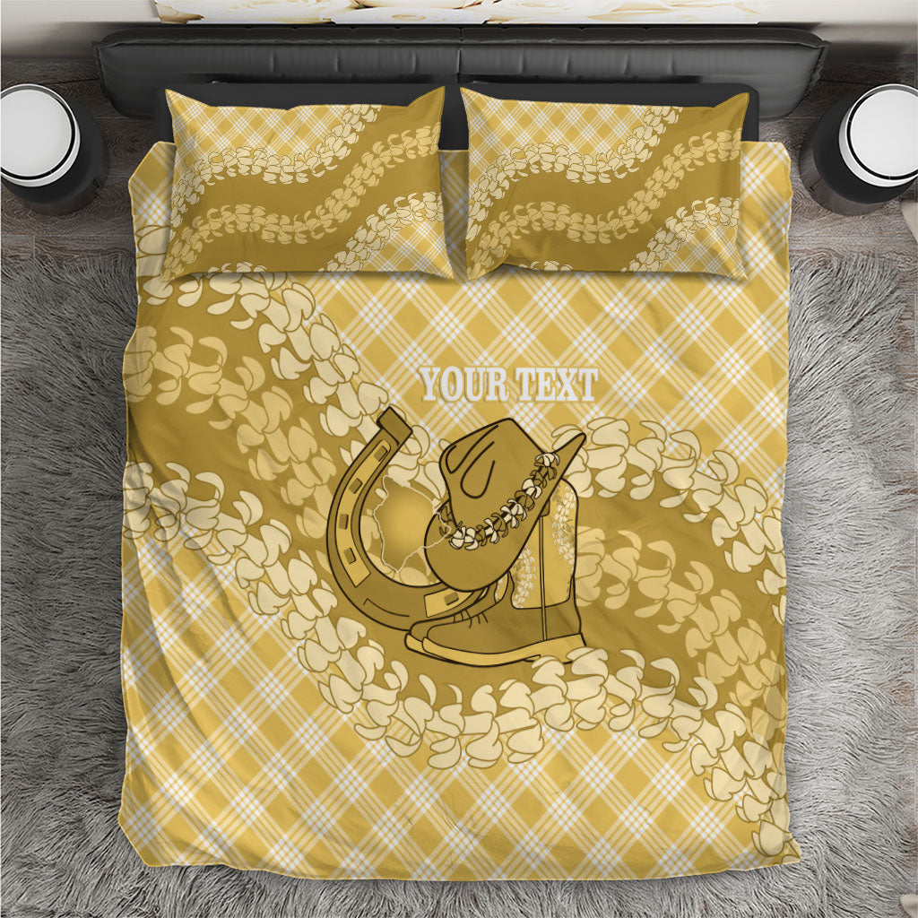 Melemele Hawaii Cowboy Palaka Motifs Personalised Bedding Set Paniolo Festival Puakenikeni Lei