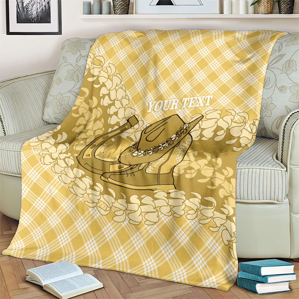 Melemele Hawaii Cowboy Palaka Motifs Personalised Blanket Paniolo Festival Puakenikeni Lei LT14 - Polynesian Pride