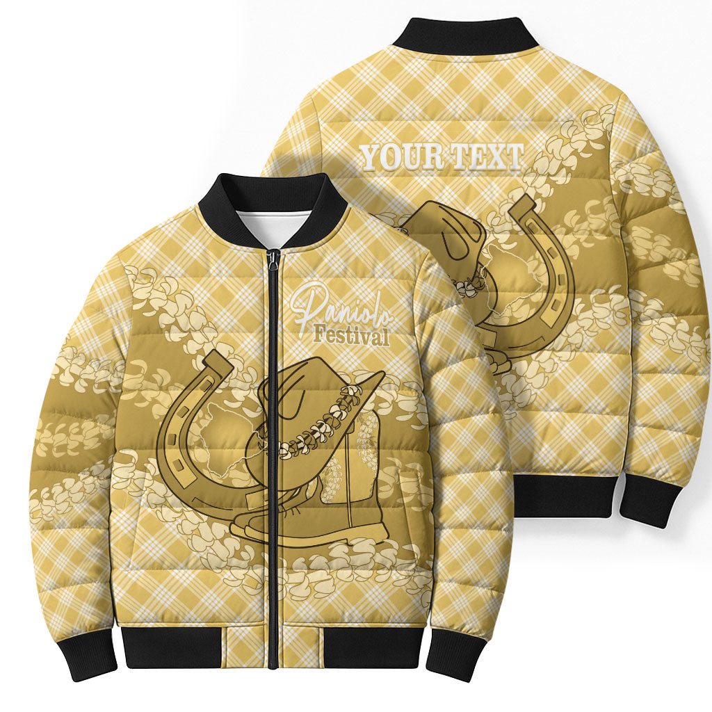 Melemele Hawaii Cowboy Palaka Motifs Personalised Bomber Puffer Jacket Paniolo Festival Puakenikeni Lei LT14 - Polynesian Pride