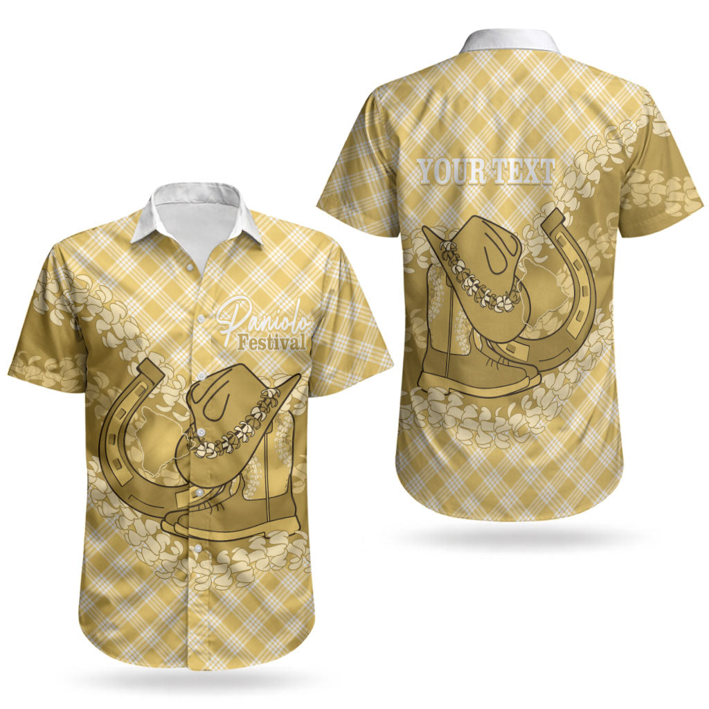 Melemele Hawaii Cowboy Palaka Motifs Personalised Couples Matching Short Sleeve Bodycon Dress and Hawaiian Shirt Paniolo Festival Puakenikeni Lei LT14 - Polynesian Pride