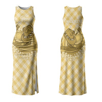 Melemele Hawaii Cowboy Palaka Motifs Personalised Couples Matching Tank Maxi Dress and Hawaiian Shirt Paniolo Festival Puakenikeni Lei LT14 - Polynesian Pride