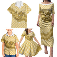 Melemele Hawaii Cowboy Palaka Motifs Personalised Family Matching Puletasi and Hawaiian Shirt Paniolo Festival Puakenikeni Lei LT14 - Polynesian Pride