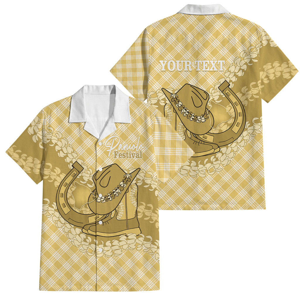 Melemele Hawaii Cowboy Palaka Motifs Personalised Family Matching Puletasi and Hawaiian Shirt Paniolo Festival Puakenikeni Lei LT14 Dad's Shirt - Short Sleeve Yellow - Polynesian Pride