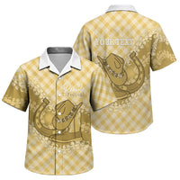 Melemele Hawaii Cowboy Palaka Motifs Personalised Family Matching Puletasi and Hawaiian Shirt Paniolo Festival Puakenikeni Lei LT14 Son's Shirt Yellow - Polynesian Pride