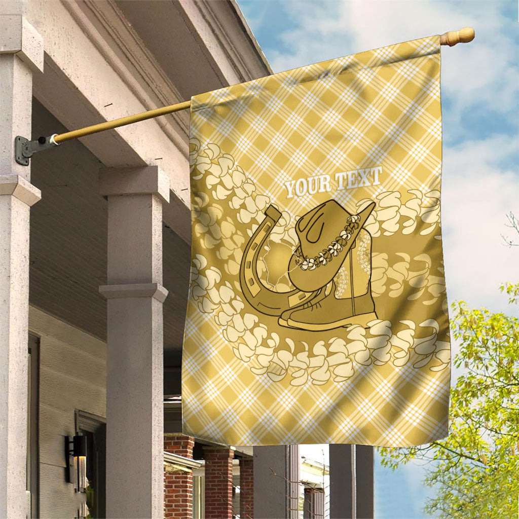 Melemele Hawaii Cowboy Palaka Motifs Personalised Garden Flag Paniolo Festival Puakenikeni Lei LT14 House Flag Yellow - Polynesian Pride