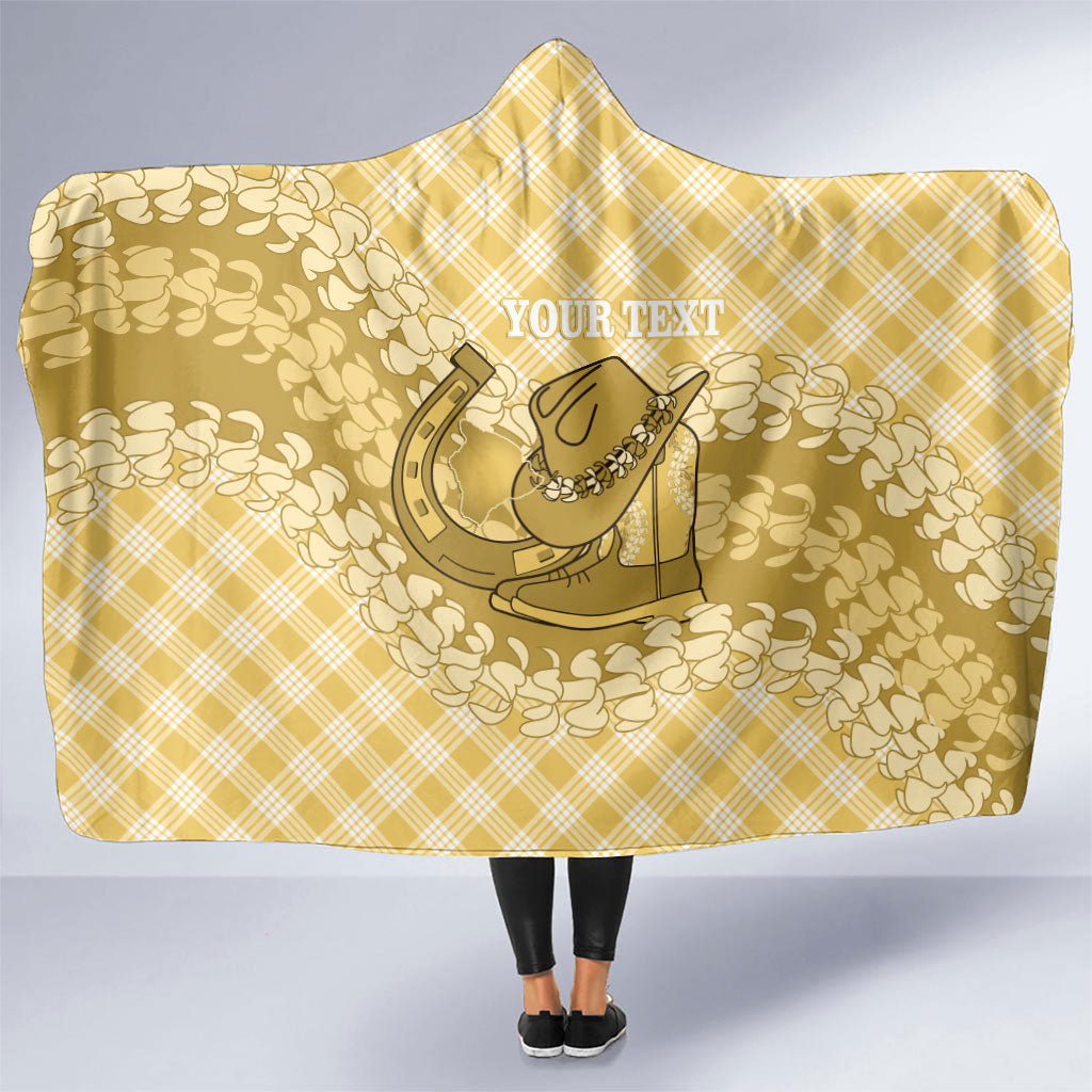 Melemele Hawaii Cowboy Palaka Motifs Personalised Hooded Blanket Paniolo Festival Puakenikeni Lei LT14 One Size Yellow - Polynesian Pride