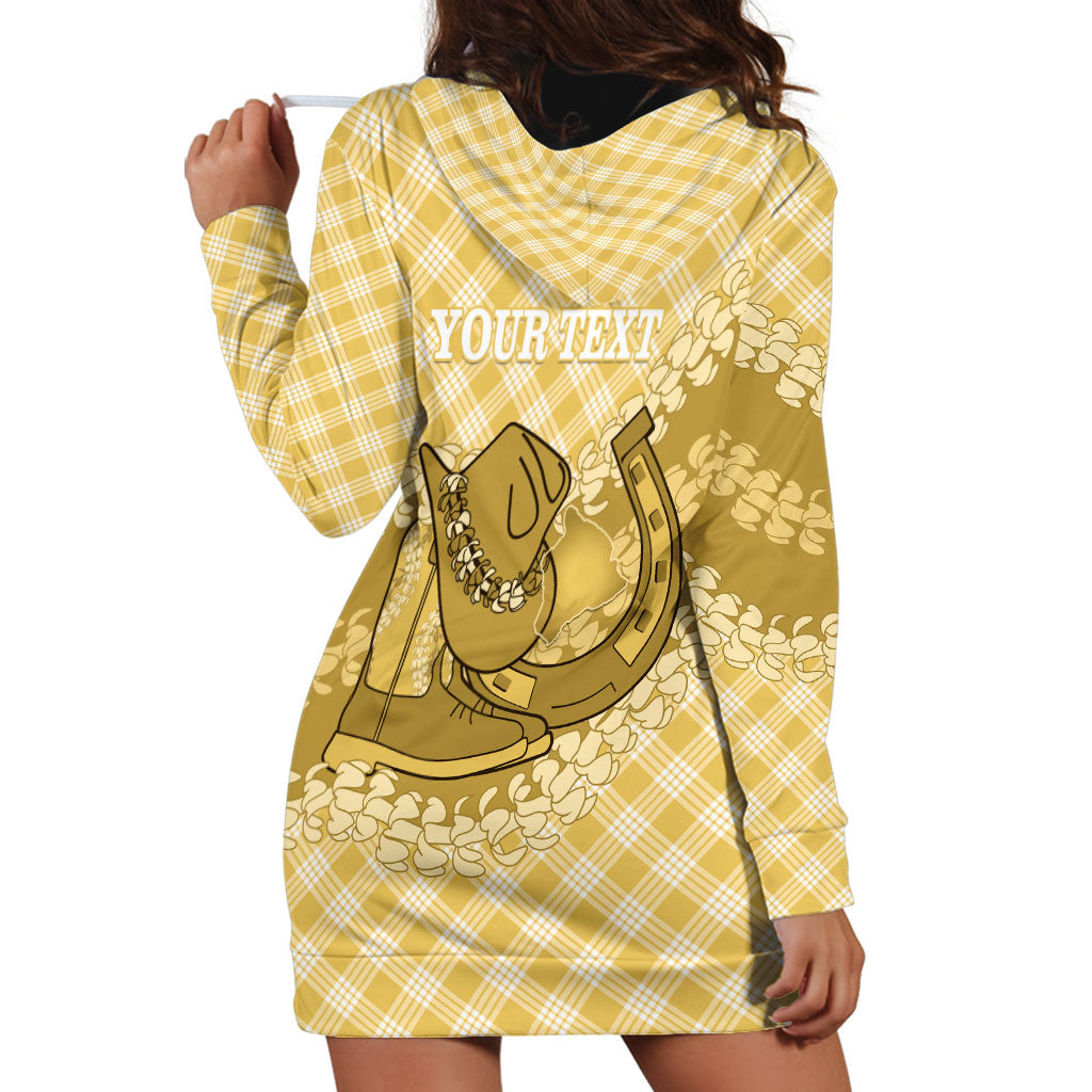 Melemele Hawaii Cowboy Palaka Motifs Personalised Hoodie Dress Paniolo Festival Puakenikeni Lei LT14 - Polynesian Pride