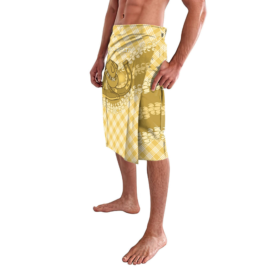 Melemele Hawaii Cowboy Palaka Motifs Personalised Lavalava Paniolo Festival Puakenikeni Lei LT14 - Polynesian Pride