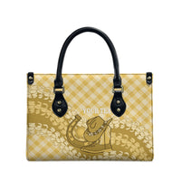 Melemele Hawaii Cowboy Palaka Motifs Personalised Leather Bag Paniolo Festival Puakenikeni Lei LT14 - Polynesian Pride